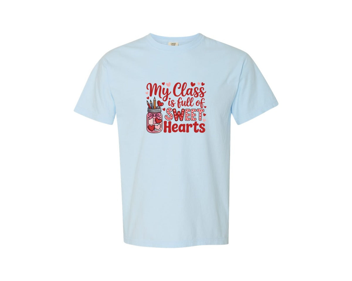 brand:Comfort Colors|color:Chambray|Teacher Valentines Day Class 2 Graphic T-Shirt