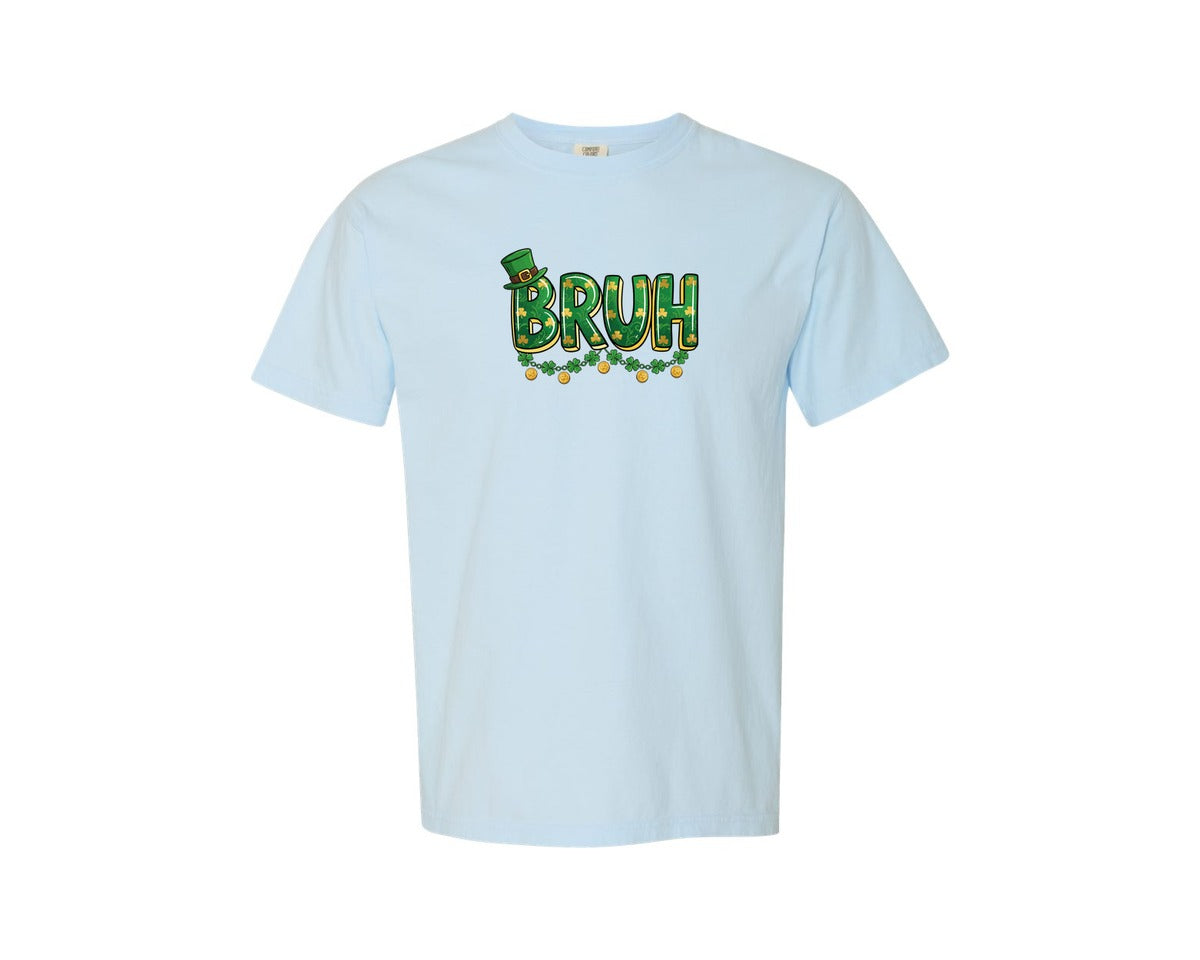 brand:Comfort Colors|color:Chambray|Bruh St Patricks Day Graphic T-Shirt