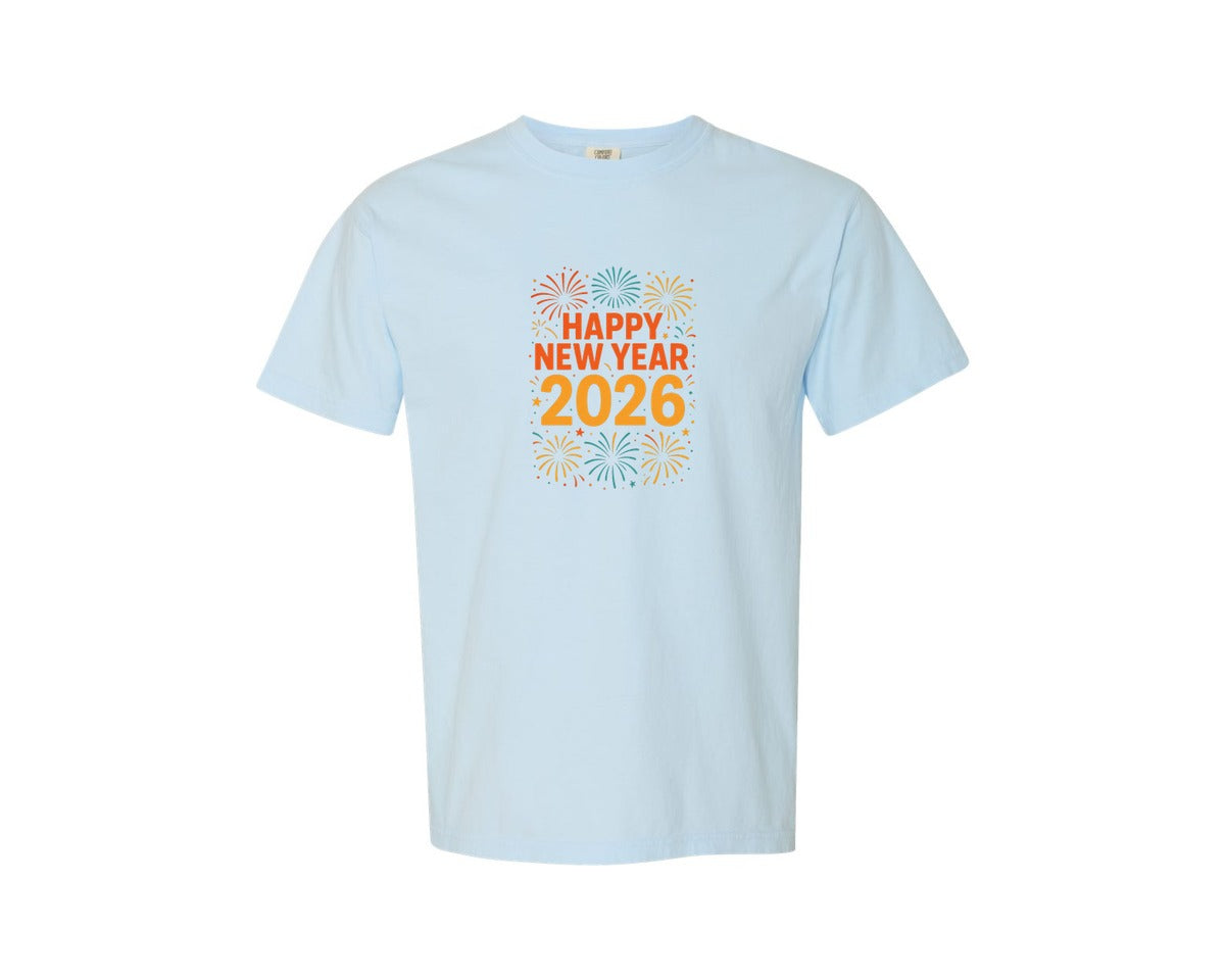 brand:Comfort Colors|color:Chambray|Happy New Year 2026 31St Night Shirt Graphic T-Shirt