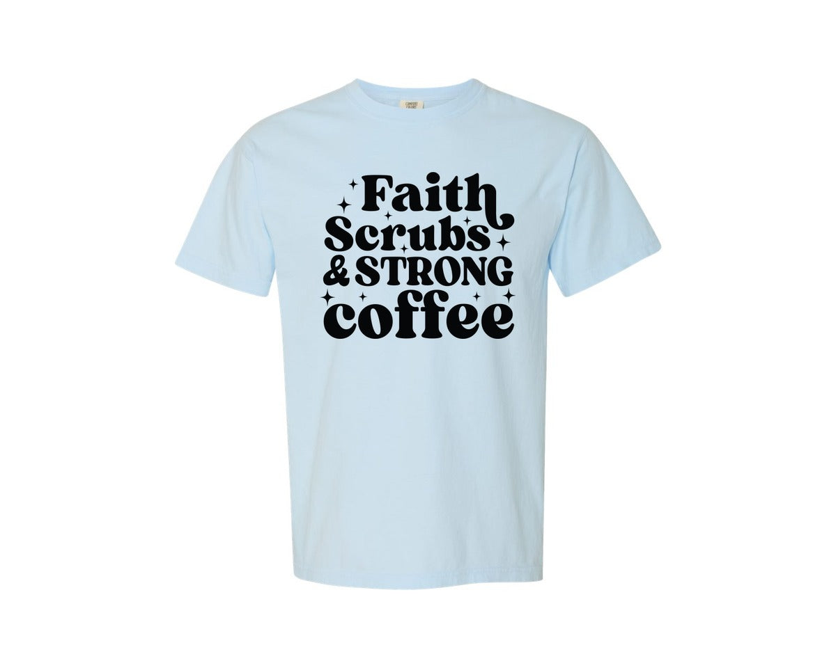 brand:Comfort Colors|color:Chambray|Christian Nurse Faith Scrubs Graphic T-Shirt