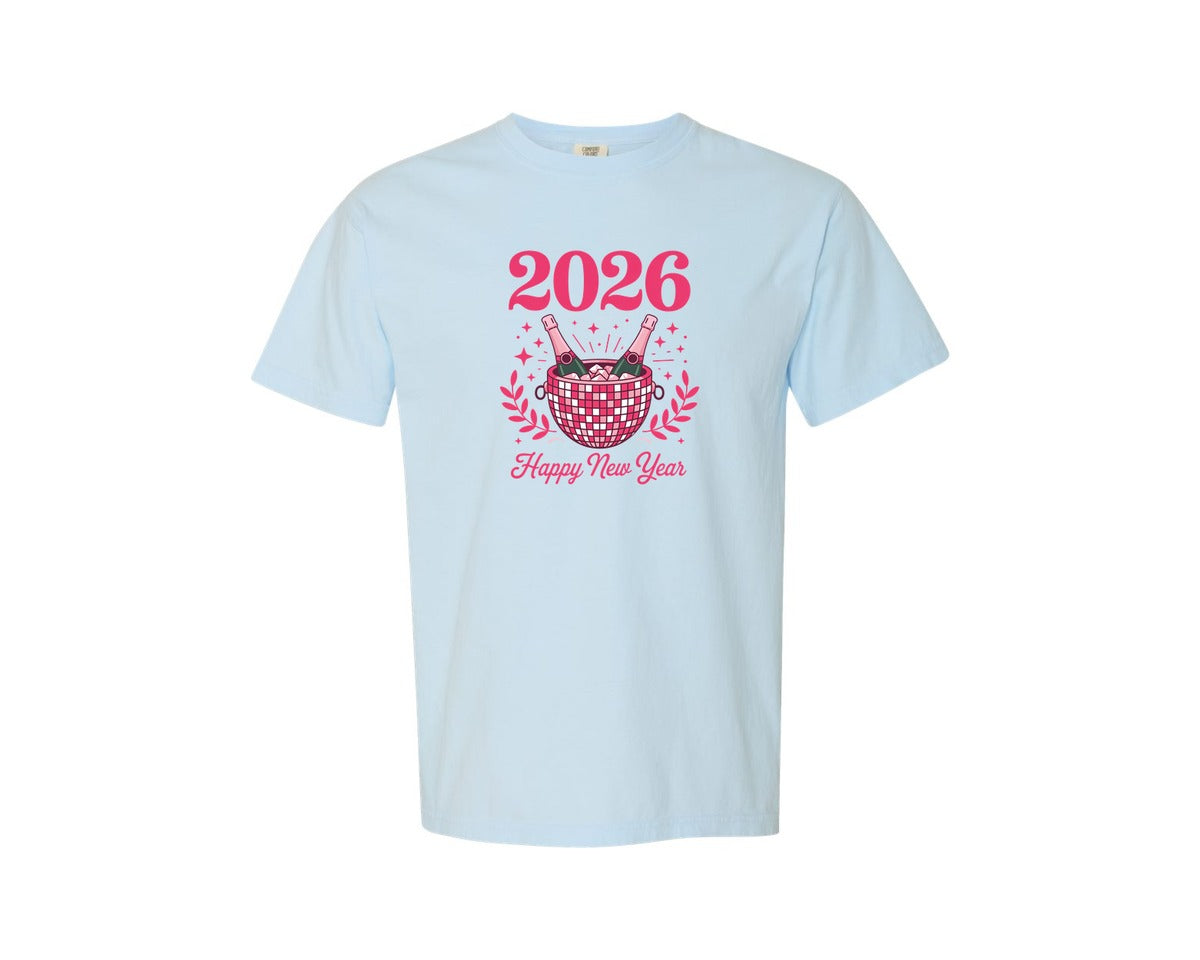 brand:Comfort Colors|color:Chambray|Happy New Year 2026 New Years Eve 5 Graphic T-Shirt