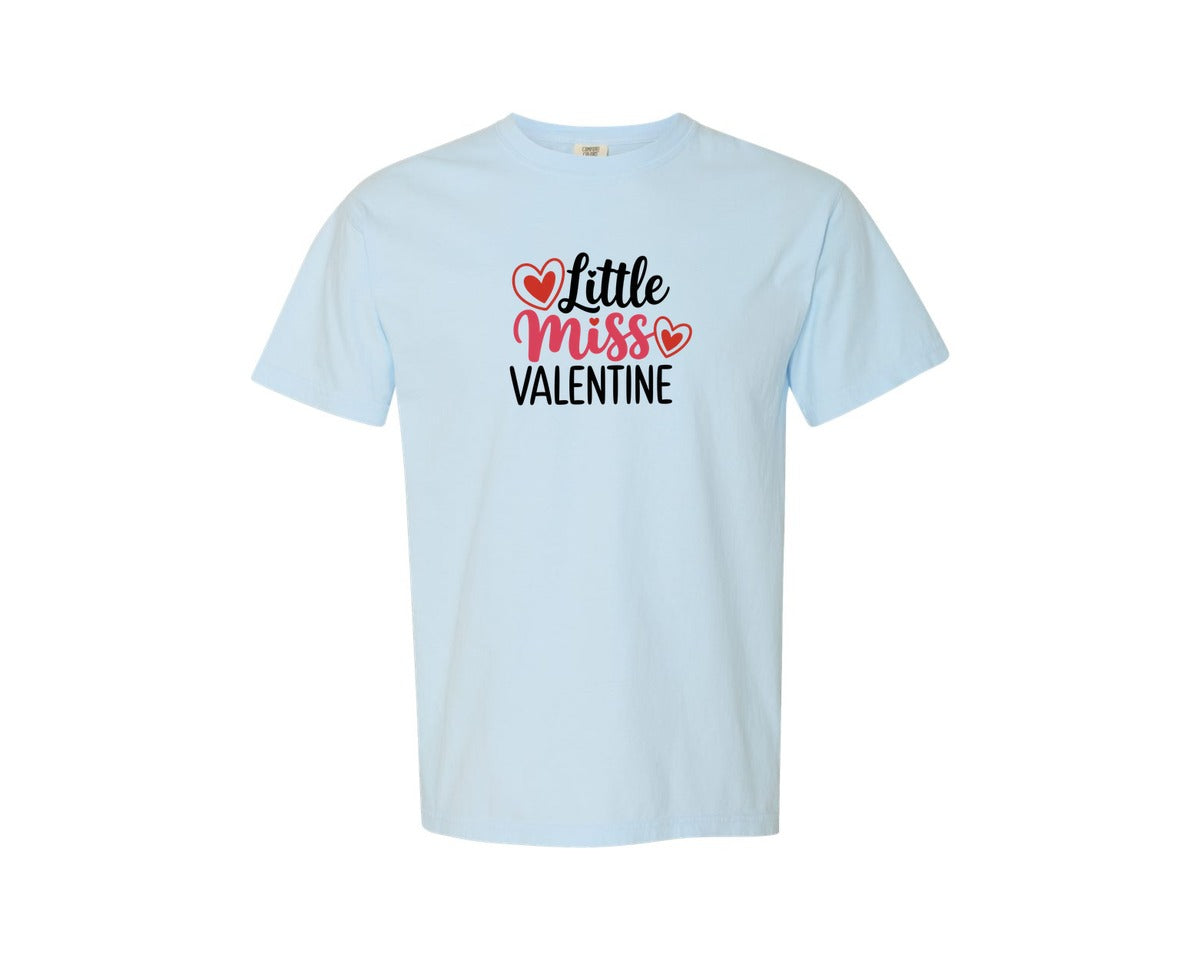 brand:Comfort Colors|color:Chambray|Little Miss Valentine Graphic T-Shirt