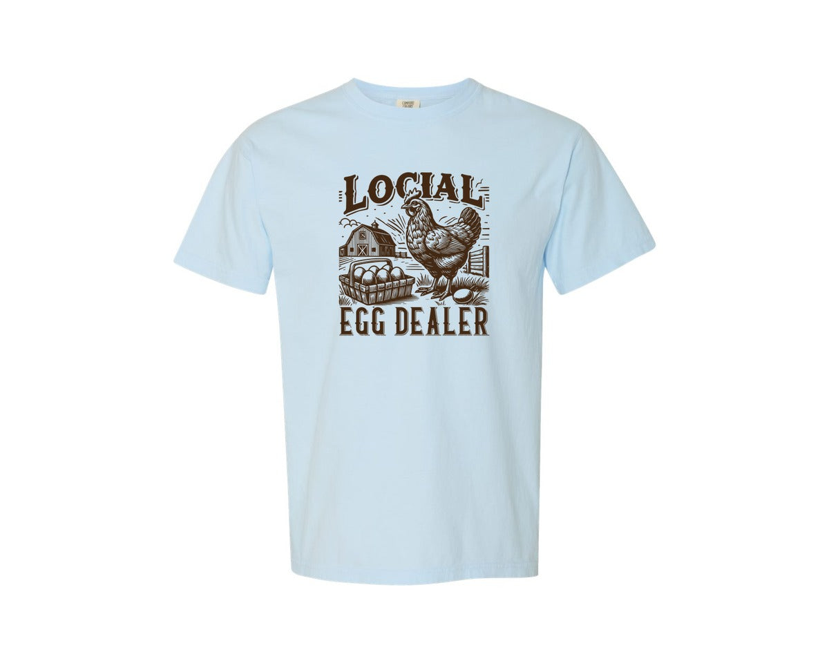 brand:Comfort Colors|color:Chambray|Local Egg Dealer Trendy Chicke Graphic T-Shirt