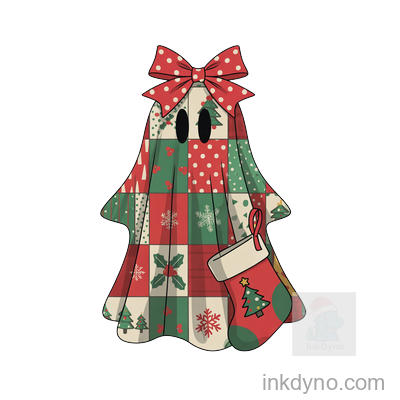 Christmas Ghost Png, Patchwork Ghost Png