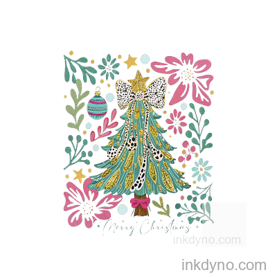 Colorful Coquette Glitter Tree , Girly -01 DTF Transfer – Ready to Press (Christmas)