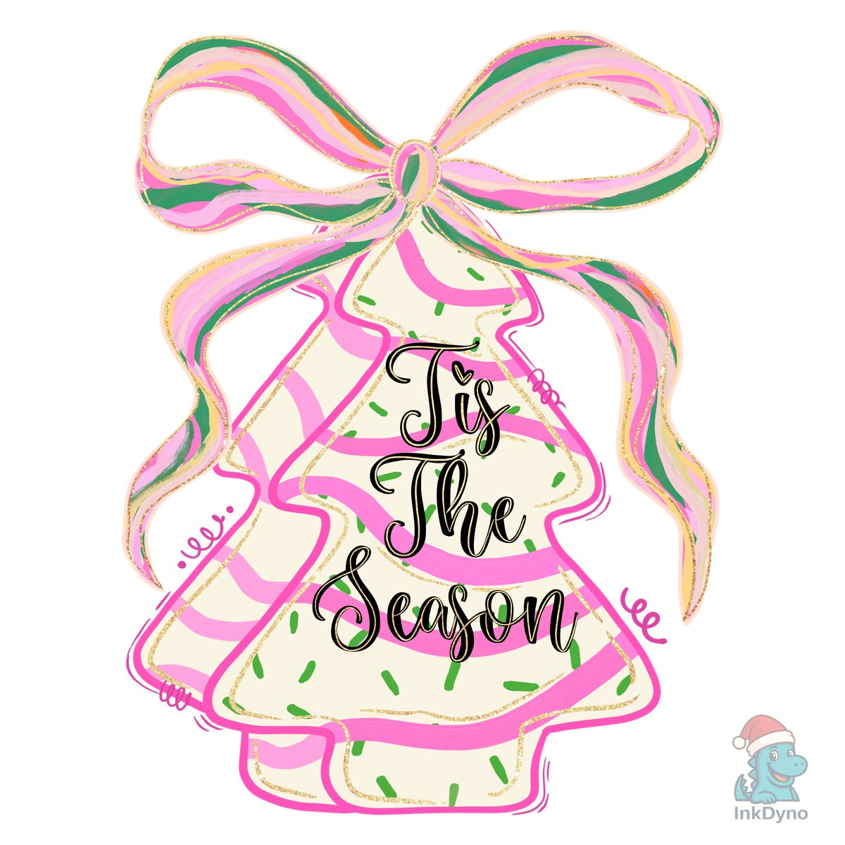 Christmas Trees And Bows Festive Design Transfer
