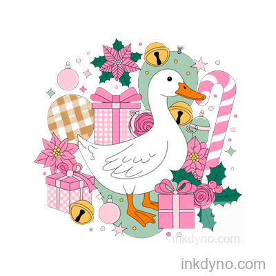 Coquette Funny Goose , Pink Retro Funny DTF Transfer – Ready to Press (Christmas)