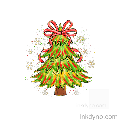 Cute Kawaii Christmas Tree DTF Transfer - Ready to Press
