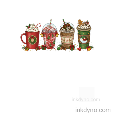 Festive Holiday Drinks DTF Transfer - Ready to Press