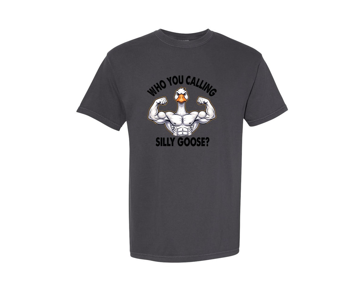 brand:Comfort Colors|color:Graphite|Funny Goose Who You Calling Silly Goose Graphic T-Shirt