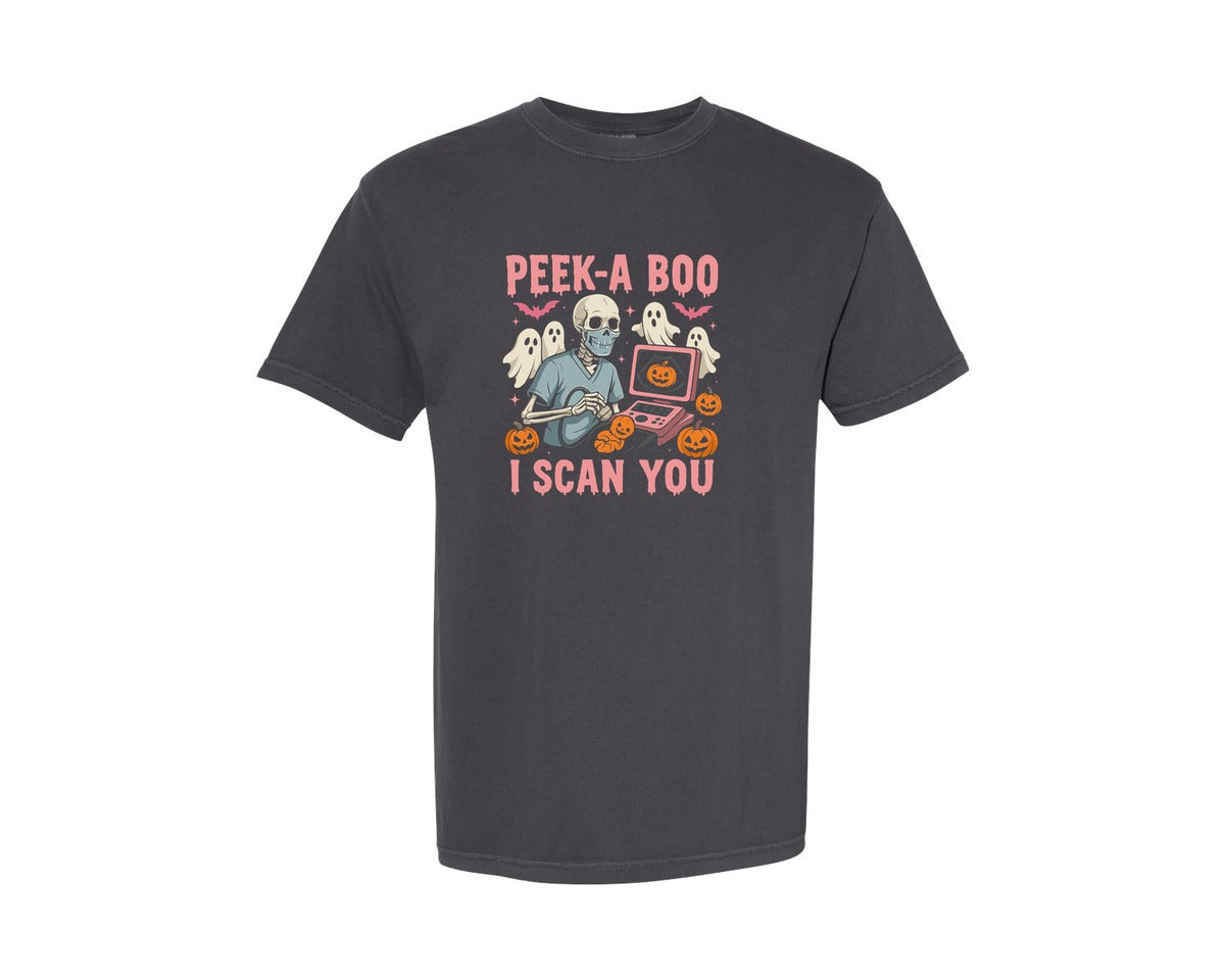 brand:Comfort Colors|color:Graphite|Peek A Boo I Scan You Graphic T-Shirt