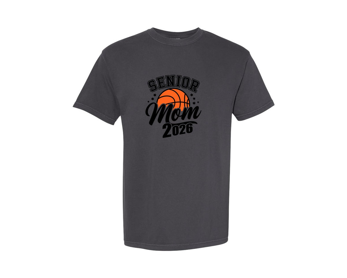 brand:Comfort Colors|color:Graphite|Senior Mom Basketball 2026 Design Graphic T-Shirt