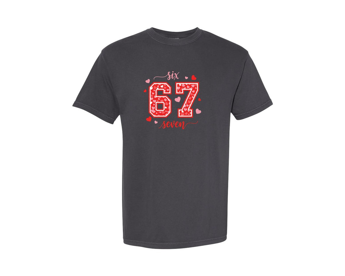 brand:Comfort Colors|color:Graphite|Six Seven Viral Meme Valentine Graphic T-Shirt