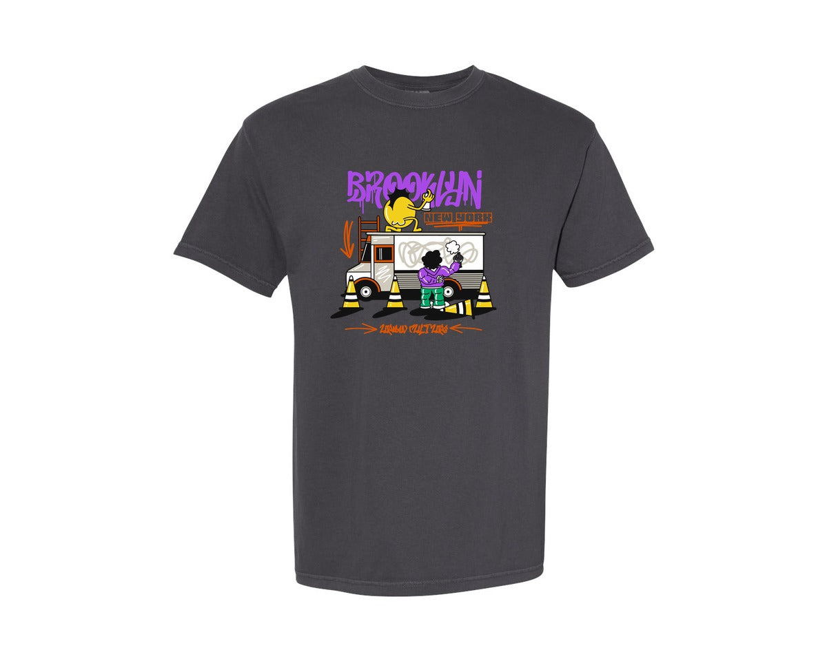 brand:Comfort Colors|color:Graphite|Brooklyn New York Graffiti Design Graphic T-Shirt