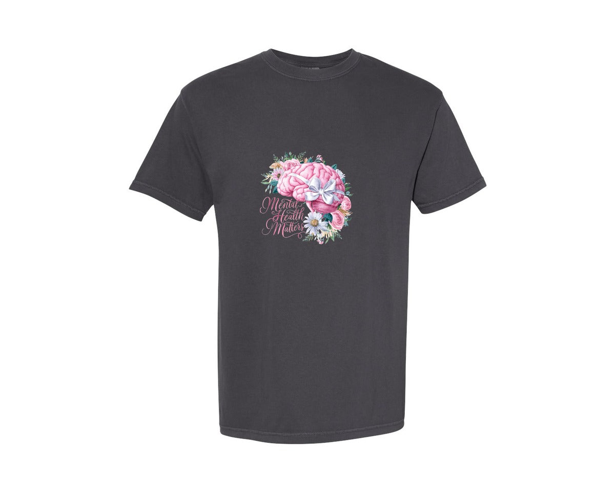 brand:Comfort Colors|color:Graphite|Coquette Mental Health Awareness Graphic T-Shirt
