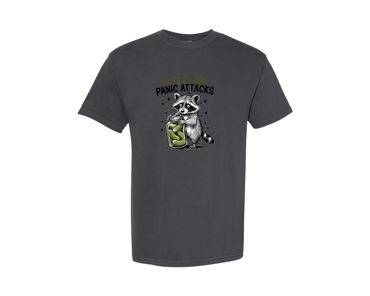 brand:Comfort Colors|color:Graphite|Sad Pickle Raccoon Humor Quote Graphic T-Shirt