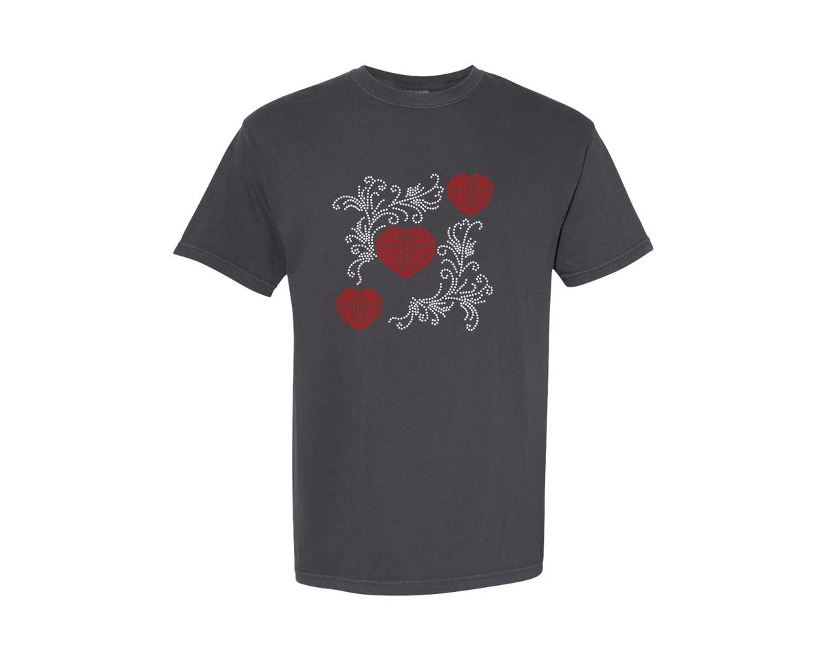 brand:Comfort Colors|color:Graphite|Love Rhinestone Template 37 Graphic T-Shirt