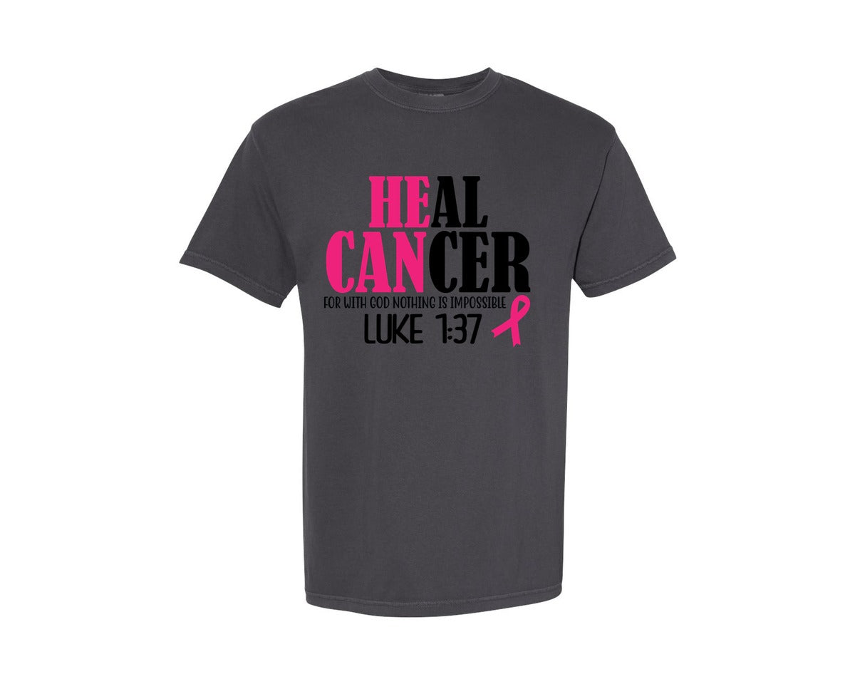 brand:Comfort Colors|color:Graphite|Heal Cancer Breast Cancer Graphic T-Shirt