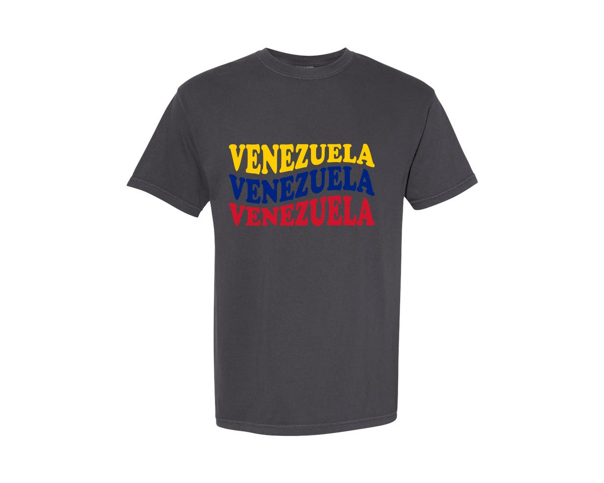 brand:Comfort Colors|color:Graphite|Venezuelan Flag Of Venezuela Graphic T-Shirt