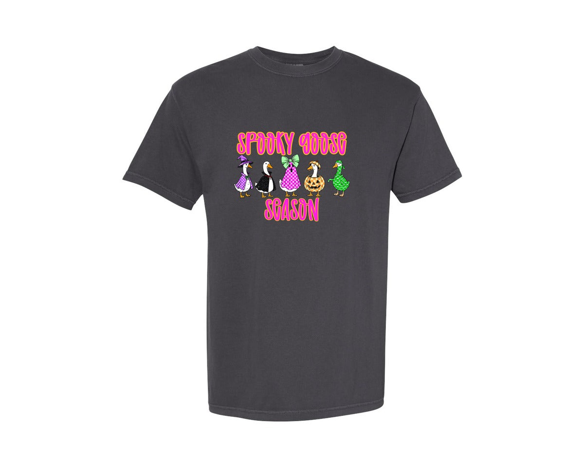 brand:Comfort Colors|color:Graphite|Spooky Goose Season Halloween Graphic T-Shirt