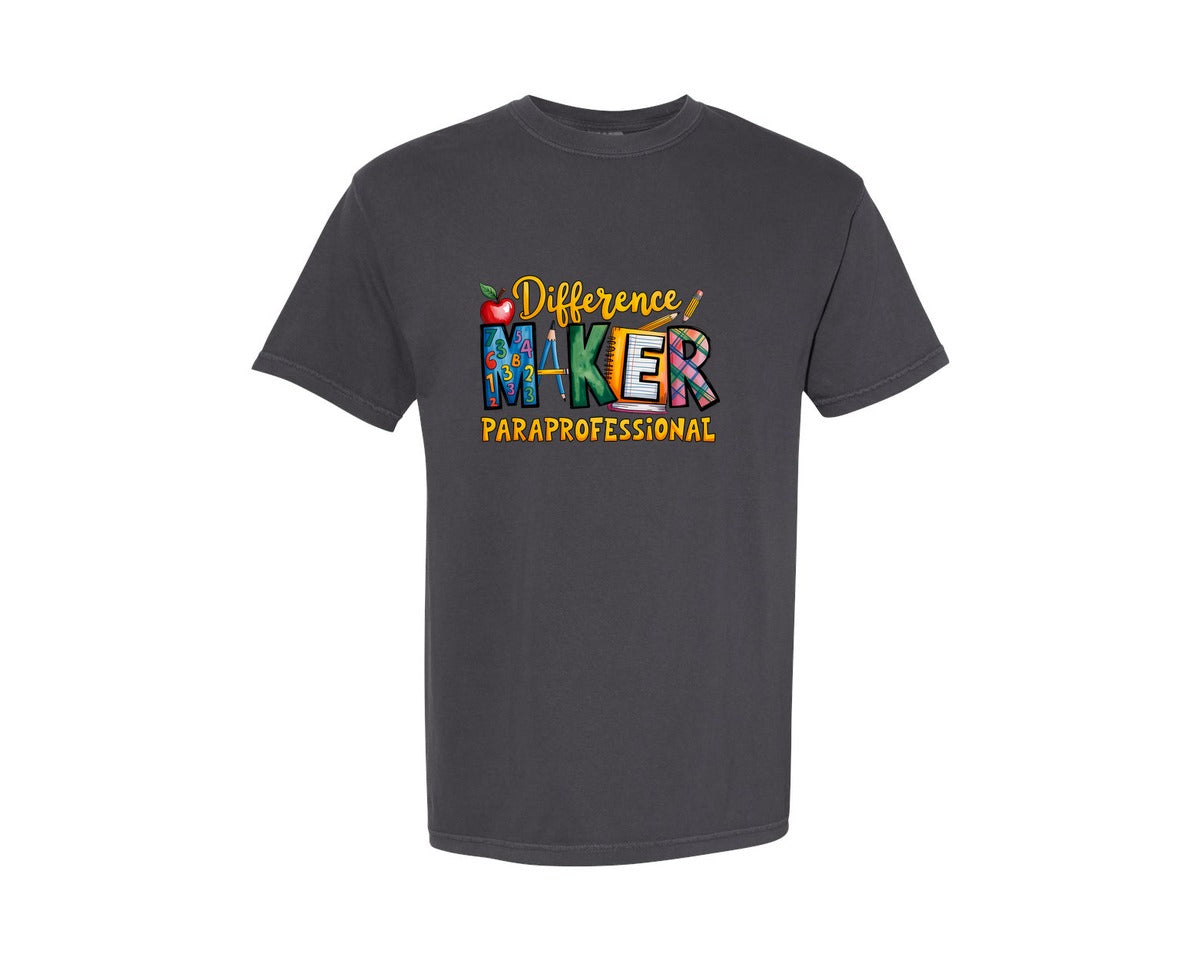 brand:Comfort Colors|color:Graphite|Difference Maker Paraprofessional 3 Graphic T-Shirt