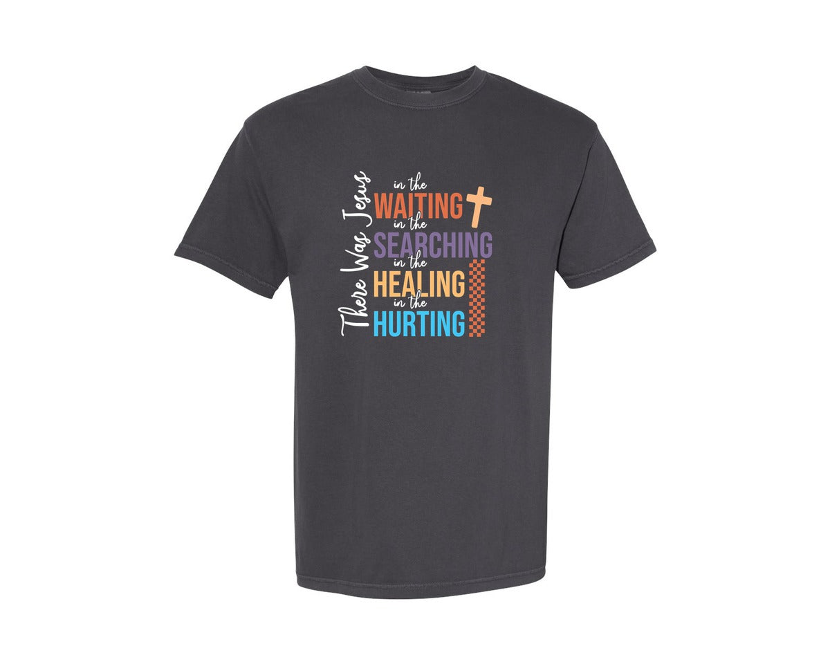 brand:Comfort Colors|color:Graphite|There Was Jesus Religious Floral 2 Graphic T-Shirt