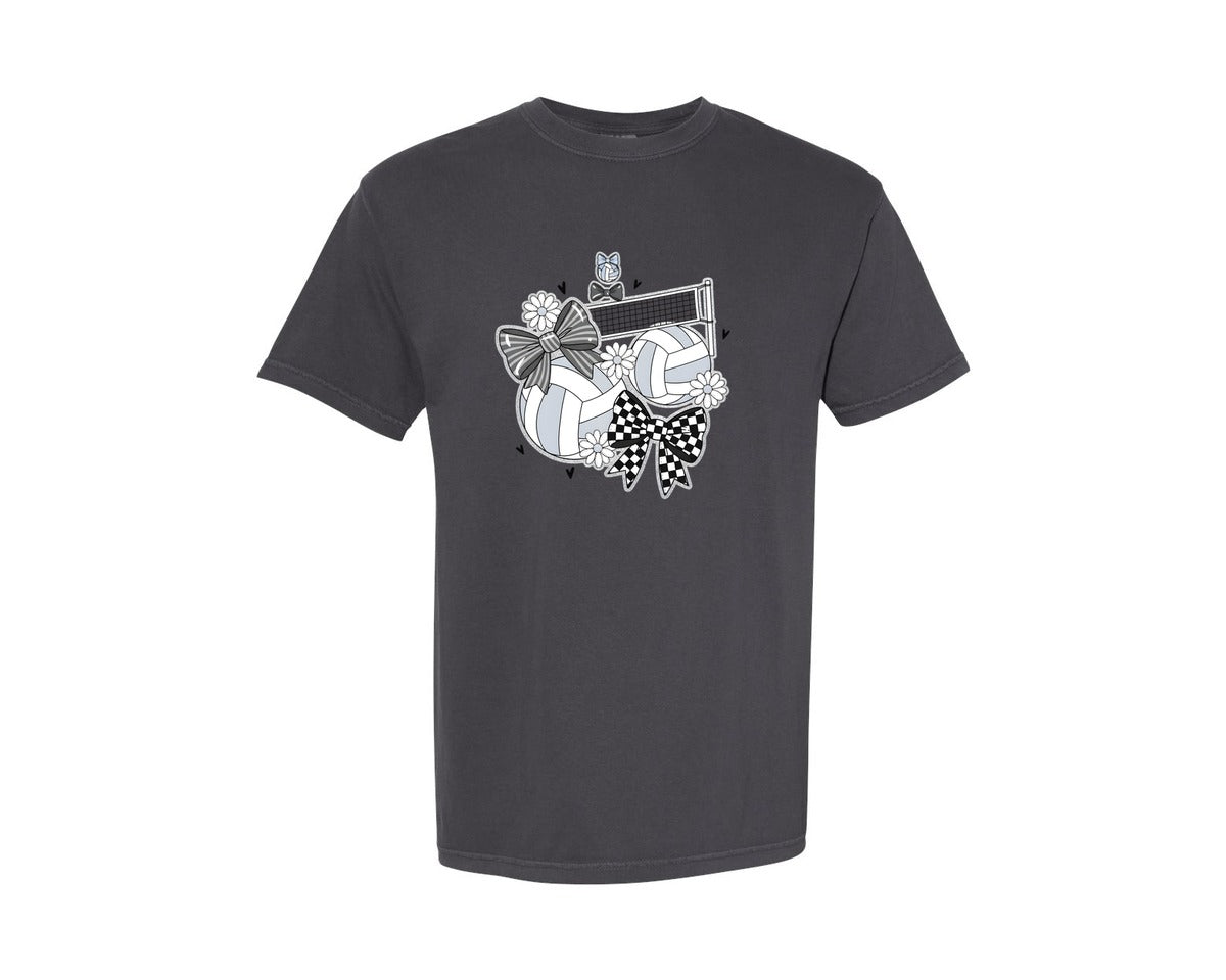 brand:Comfort Colors|color:Graphite|Volleyball Coquette Game Day Graphic T-Shirt