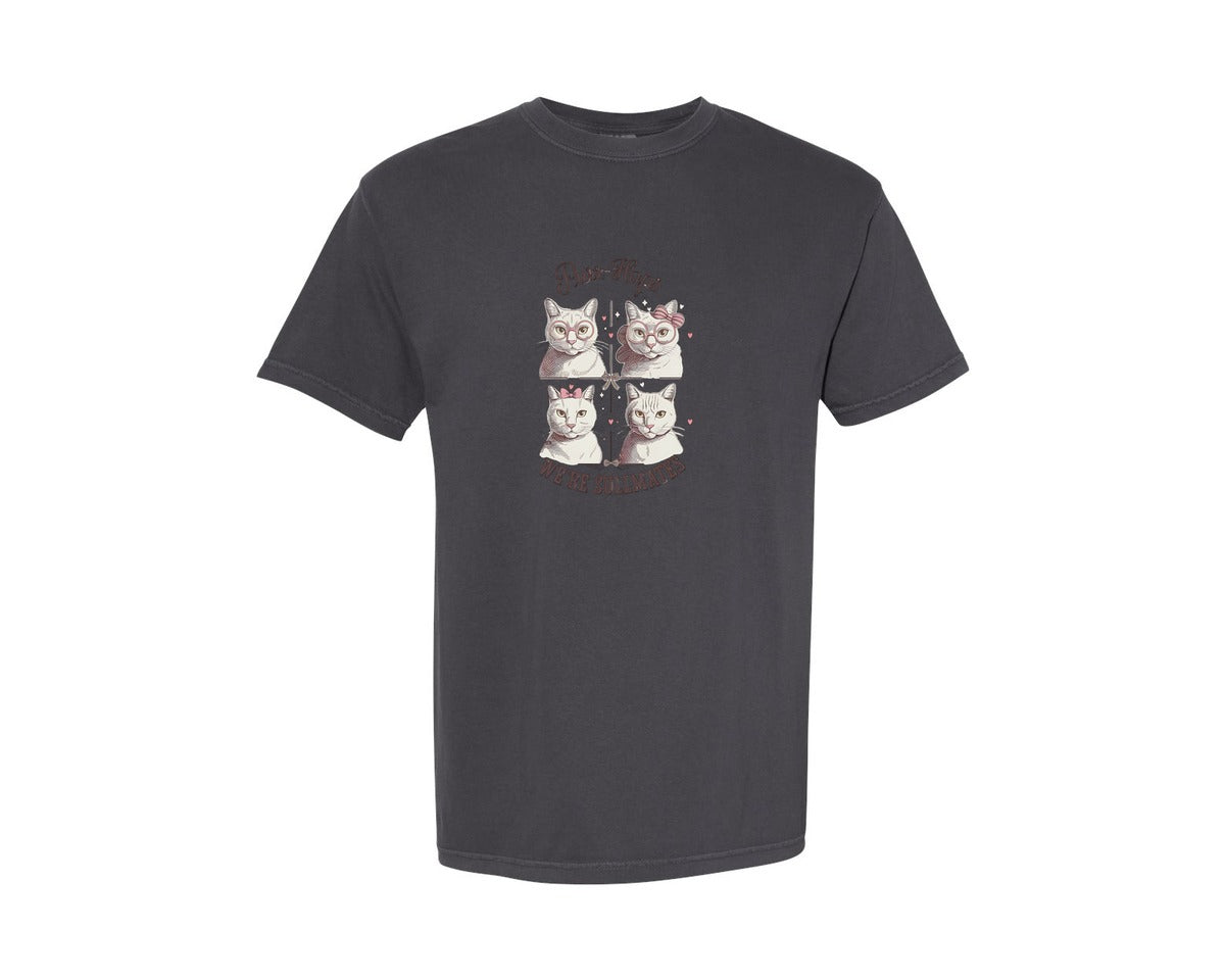 brand:Comfort Colors|color:Graphite|Vintage Valentines Day Cat Design 9 Graphic T-Shirt