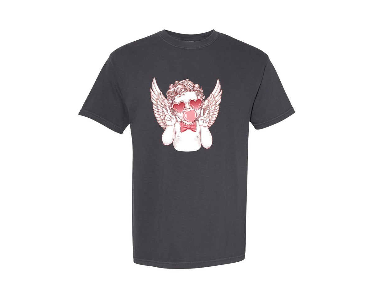 brand:Comfort Colors|color:Graphite|Funny Retro Cute Cupid Valentine Day Graphic T-Shirt