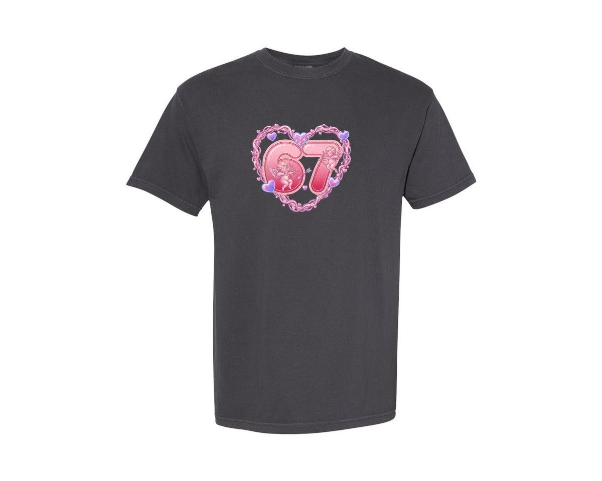 brand:Comfort Colors|color:Graphite|67 Valentine Heart Love Cupid Graphic T-Shirt