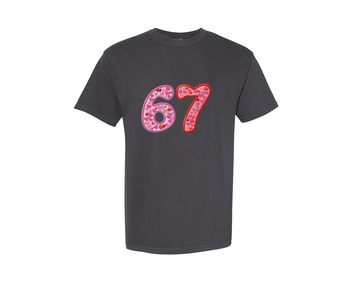 brand:Comfort Colors|color:Graphite|Knitted Puffy Gradient 67 Valentine Graphic T-Shirt