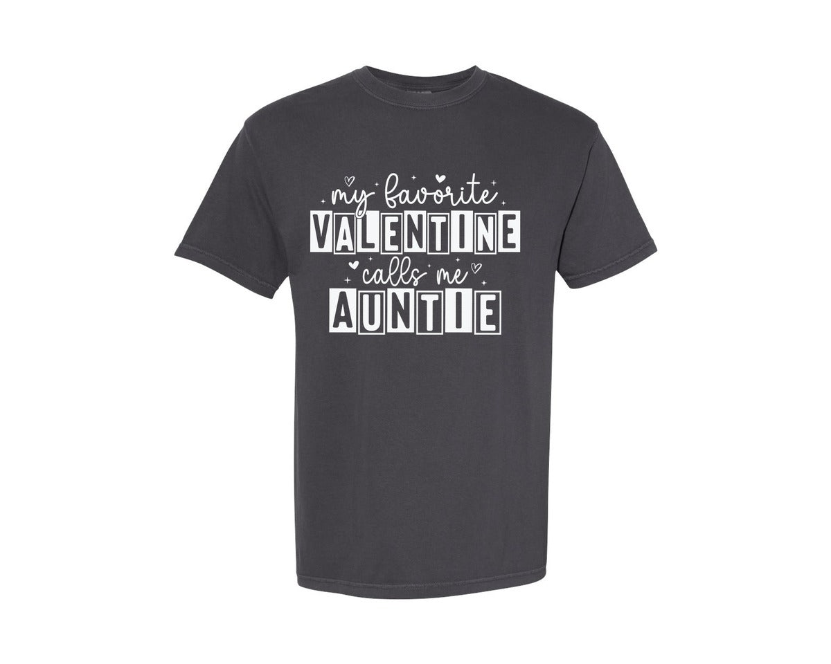 brand:Comfort Colors|color:Graphite|Auntie Valentine Day Heart Love Aunt Graphic T-Shirt