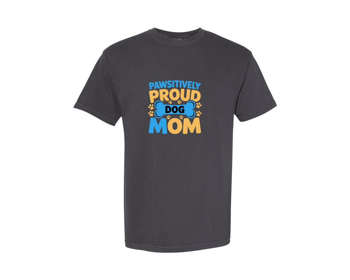 brand:Comfort Colors|color:Graphite|Pawsitively Proud Dog Mom Graphic T-Shirt