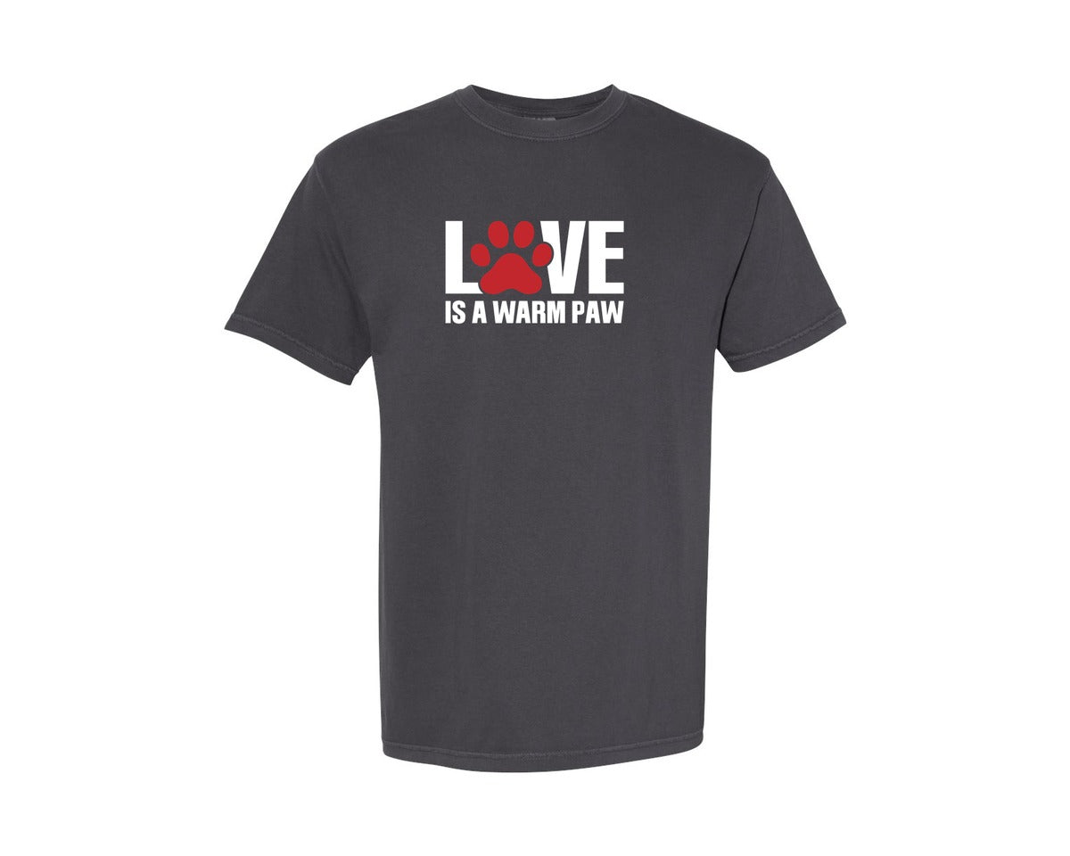 brand:Comfort Colors|color:Graphite|Love Is A Warm Paw Dog Mom Tshirt Graphic T-Shirt