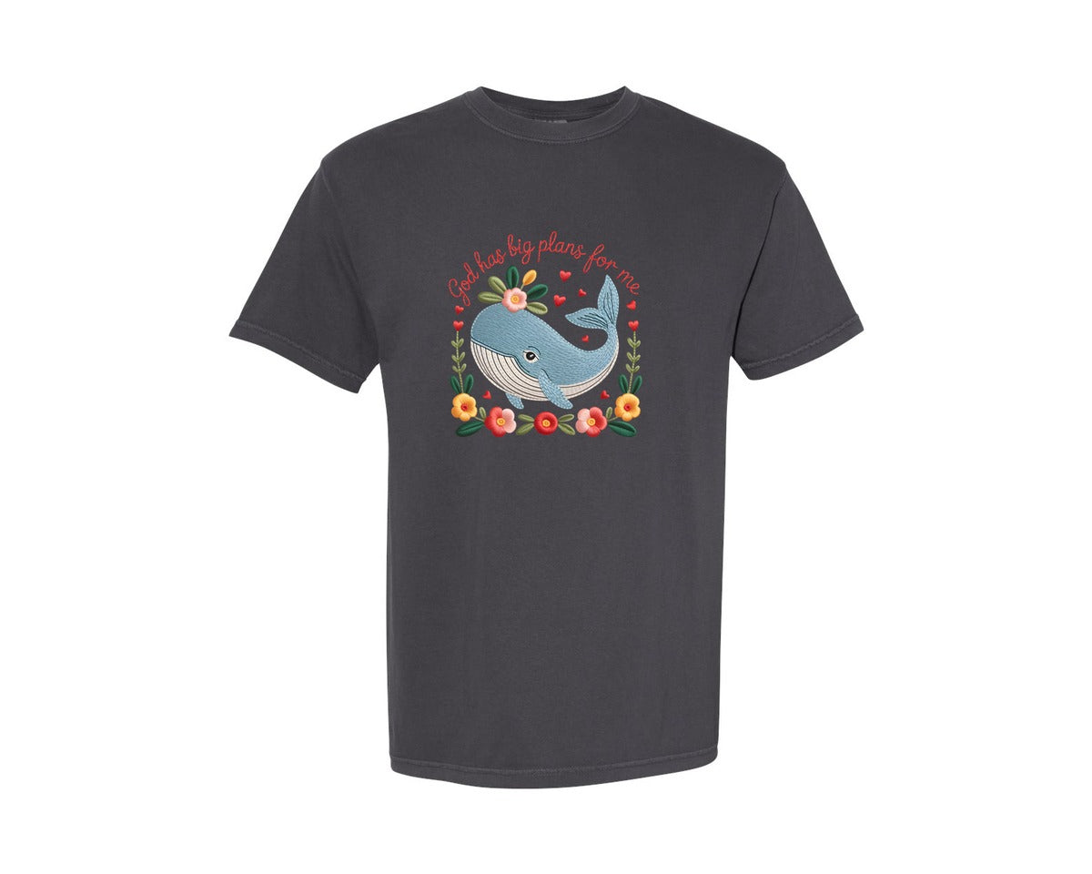 brand:Comfort Colors|color:Graphite|Gods Plans Whale Graphic T-Shirt