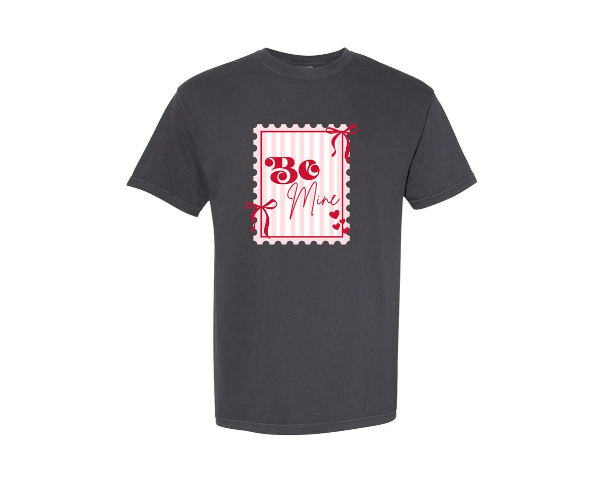 brand:Comfort Colors|color:Graphite|Coquette Valentines Postage Stamp Graphic T-Shirt