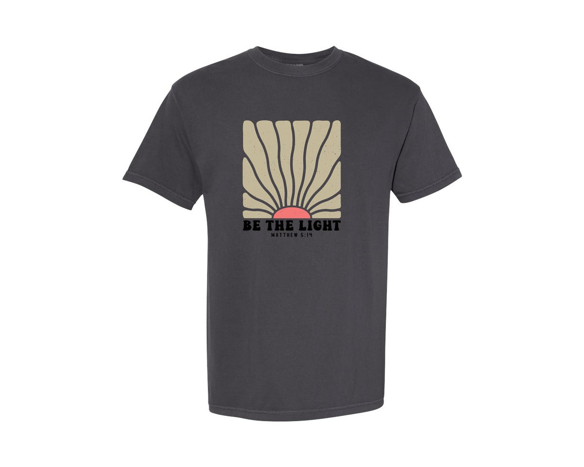 brand:Comfort Colors|color:Graphite|Be The Light Mathew 514 Bible Graphic T-Shirt