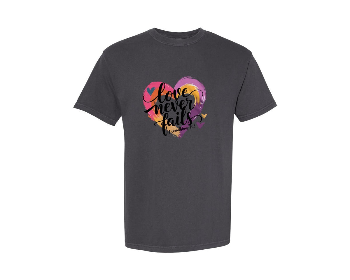 brand:Comfort Colors|color:Graphite|Christian Love Quote Graphic T-Shirt