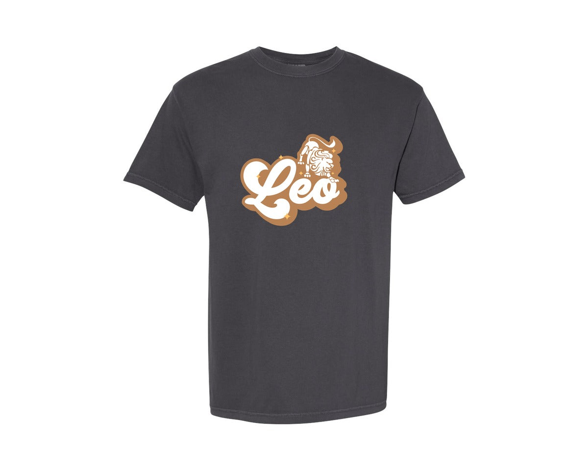 brand:Comfort Colors|color:Graphite|Leo Leo Sign Leo Retro Zodiac Graphic T-Shirt