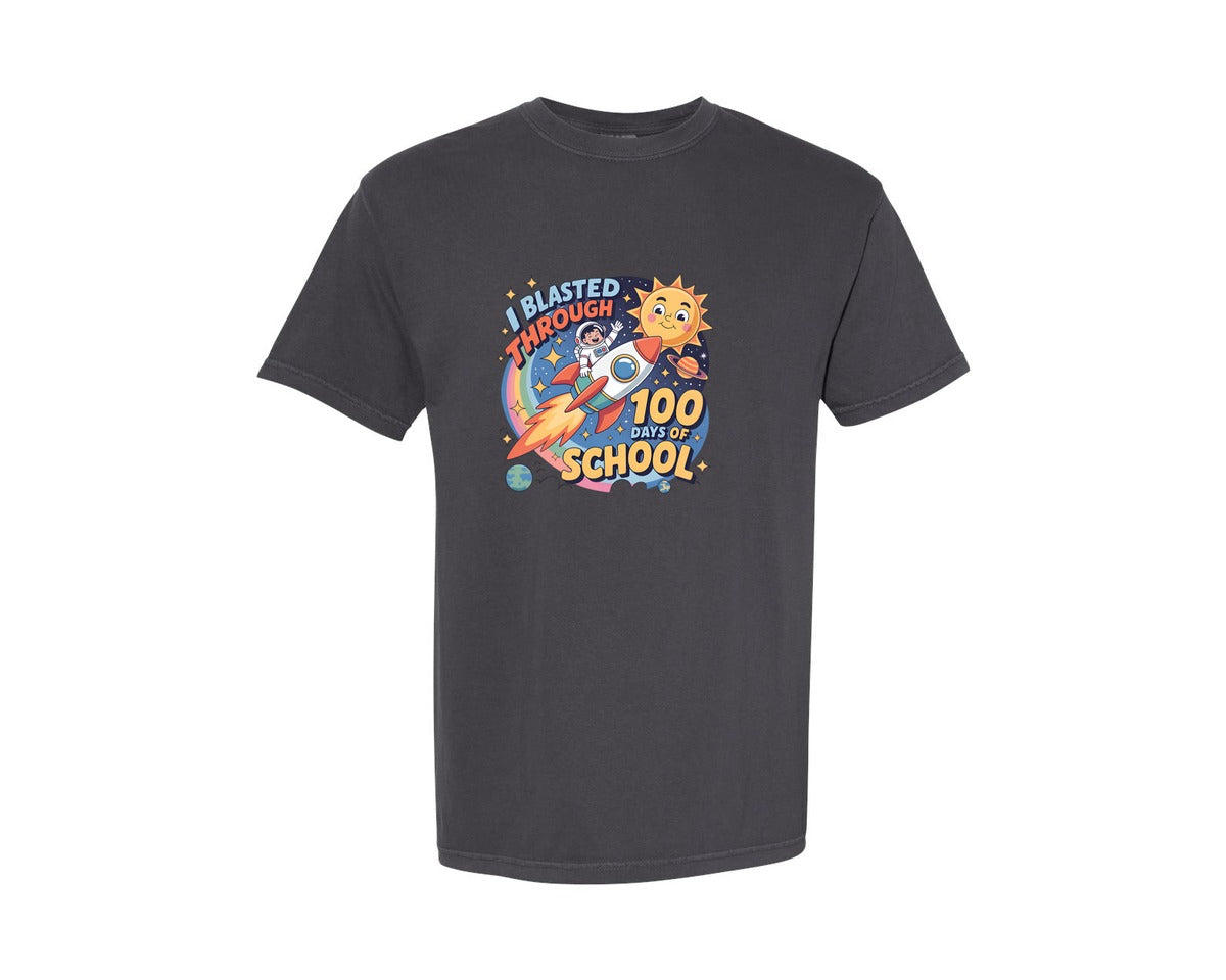brand:Comfort Colors|color:Graphite|I Blasted Through 100 Days Of School 10 Graphic T-Shirt