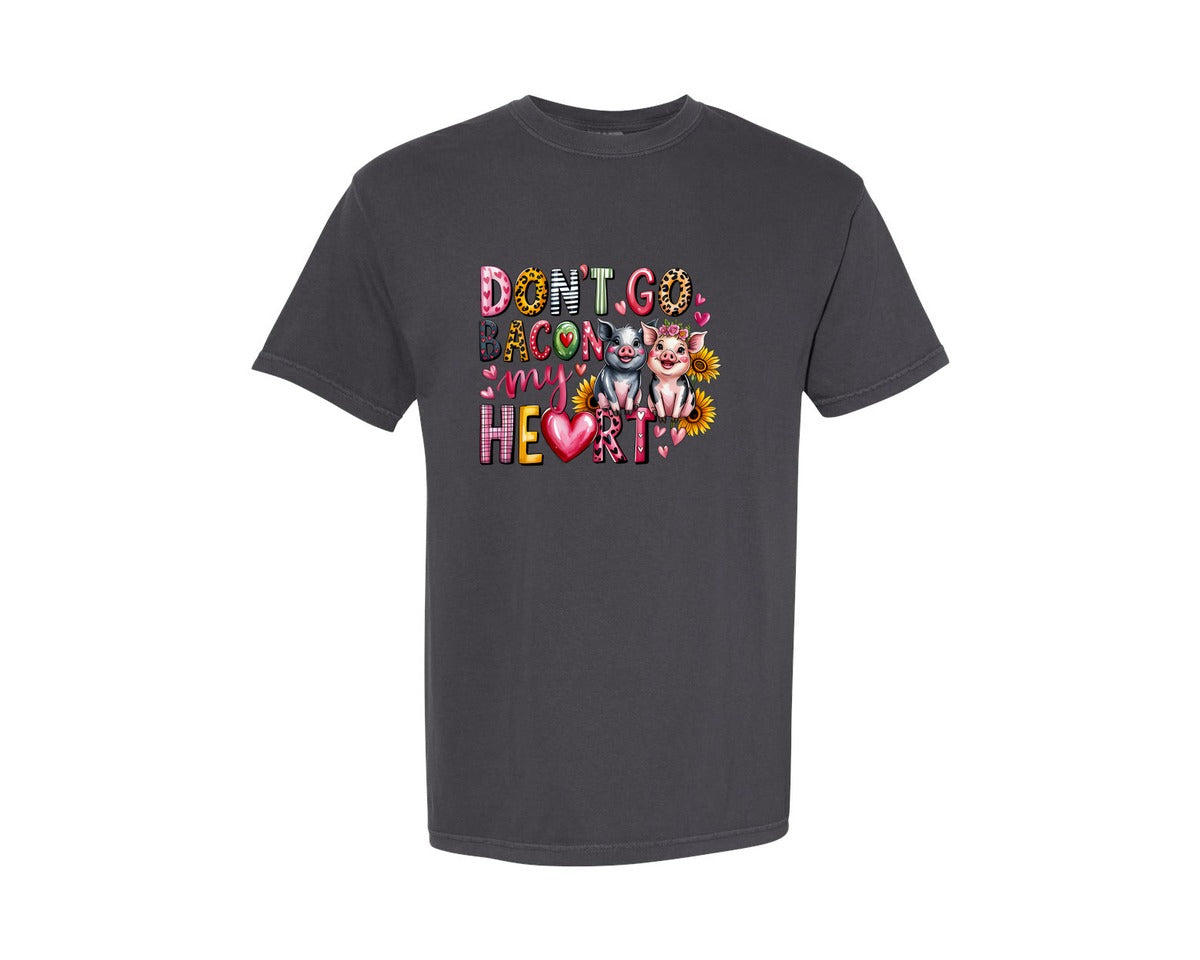 brand:Comfort Colors|color:Graphite|Dont Go Bacon My Heart Western Graphic T-Shirt