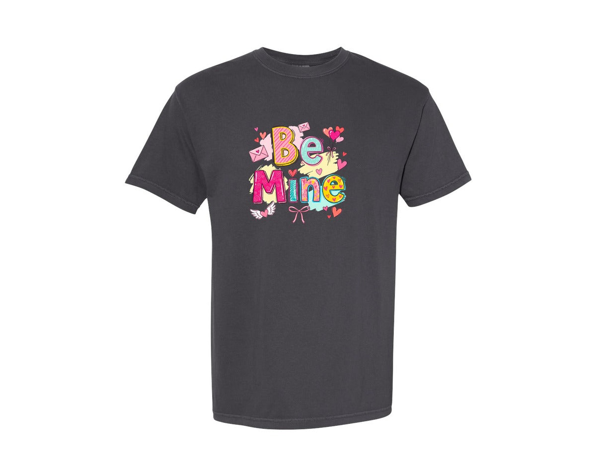 brand:Comfort Colors|color:Graphite|Be Mine Valentine Design Graphic T-Shirt