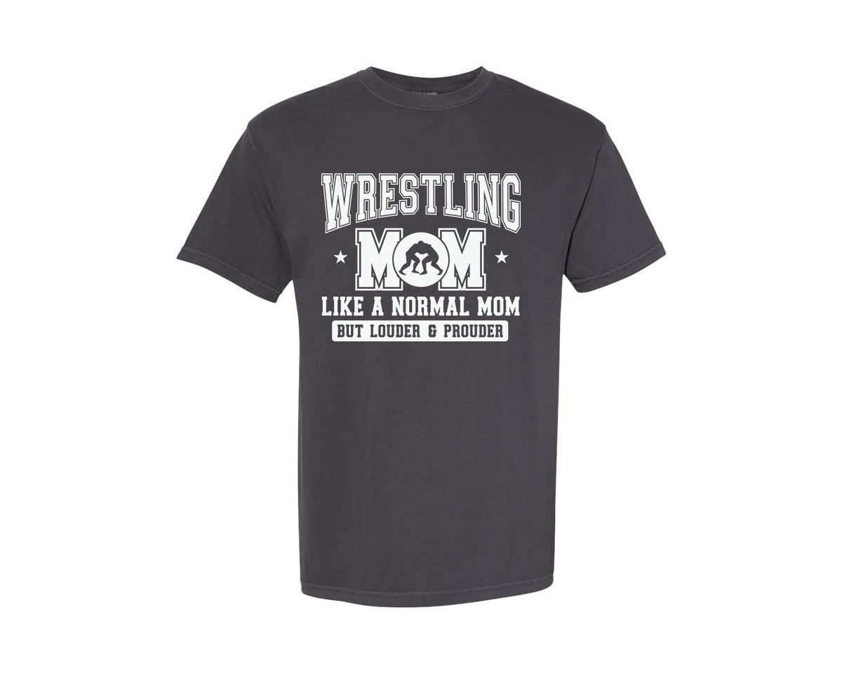 brand:Comfort Colors|color:Graphite|Wrestling Mom Funny Wrestling Mama Graphic T-Shirt