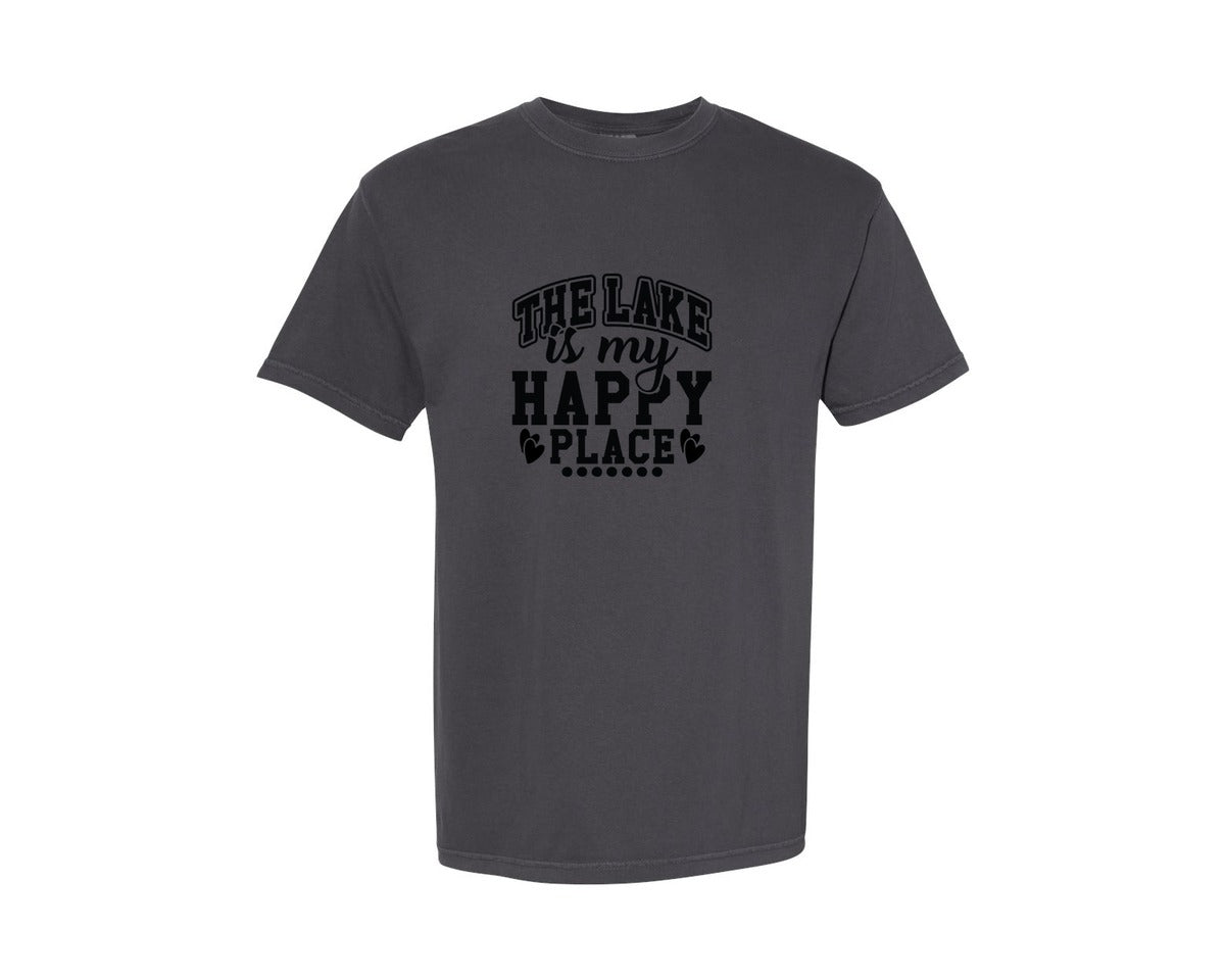 brand:Comfort Colors|color:Graphite|The Lake Is My Happy Place 39 Graphic T-Shirt