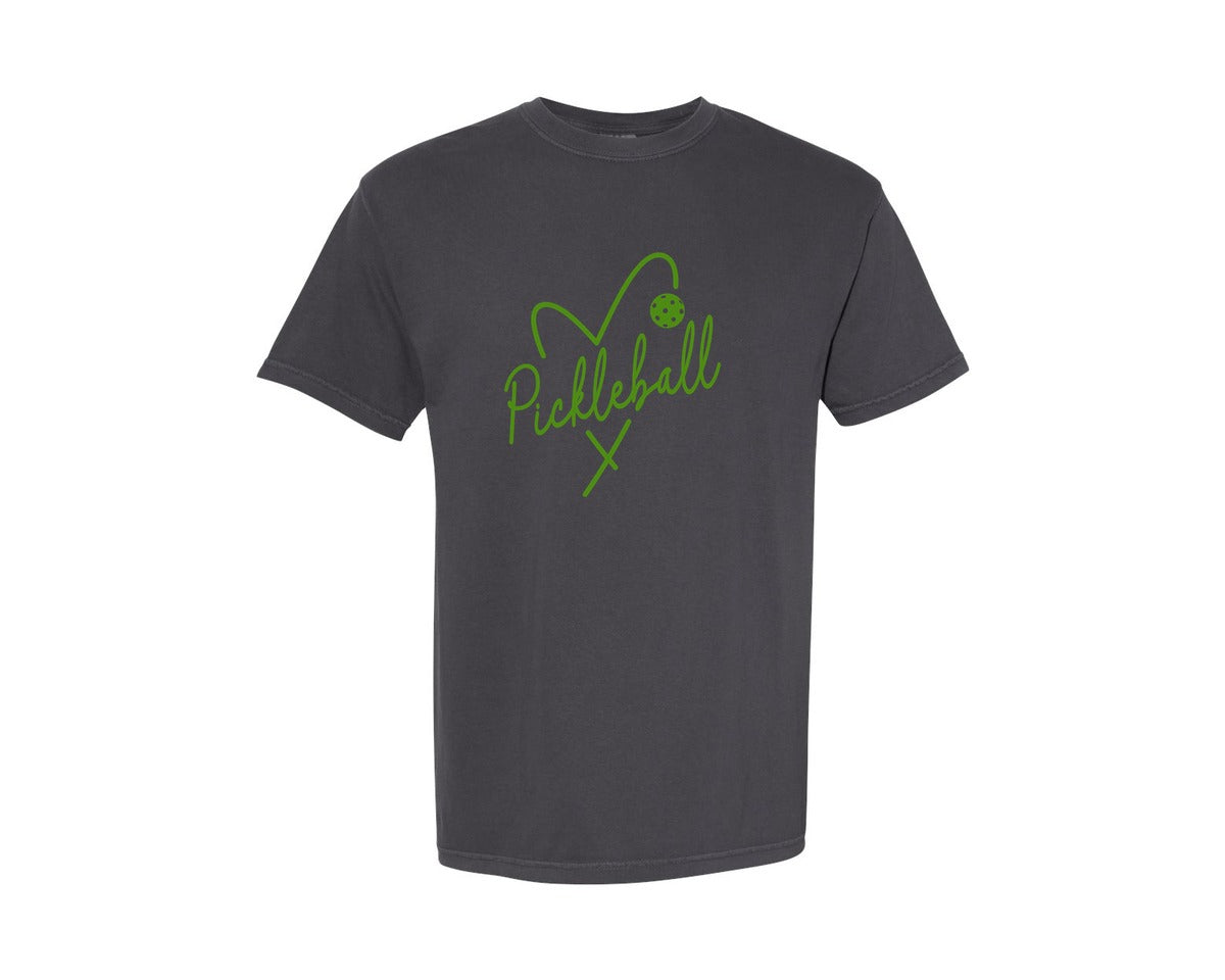 brand:Comfort Colors|color:Graphite|Pickleball Heart Sports Graphic T-Shirt