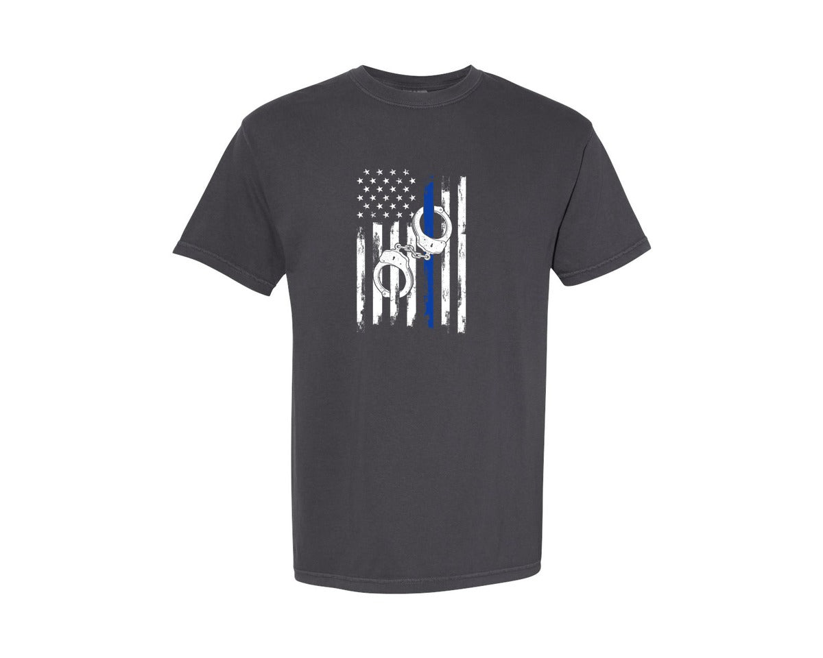 brand:Comfort Colors|color:Graphite|Blue Line Usa Flag Police Lives Matter Graphic T-Shirt