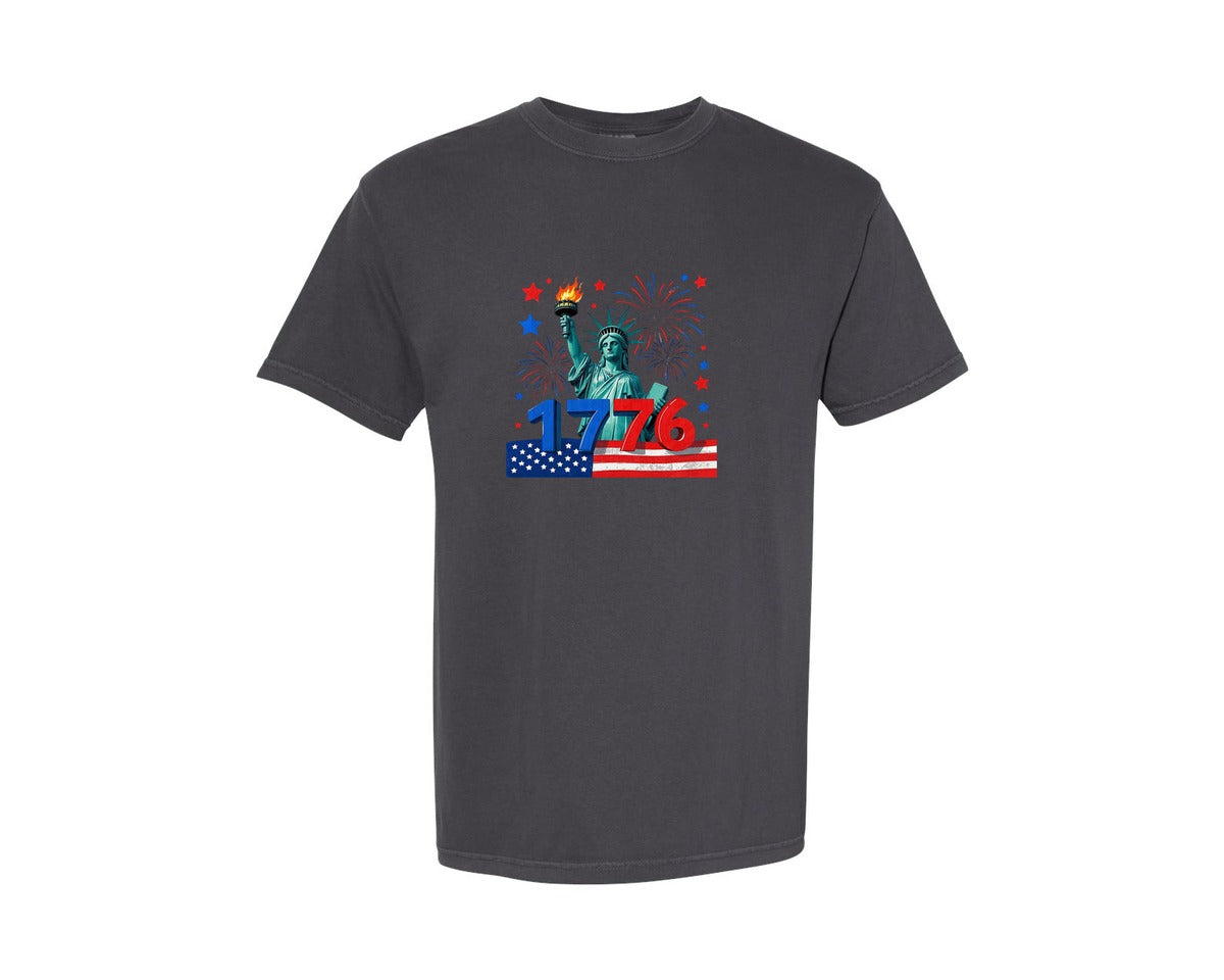 brand:Comfort Colors|color:Graphite|Freedom Day 1776 T Shirt Design Graphic T-Shirt