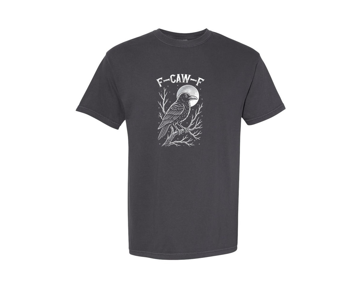 brand:Comfort Colors|color:Graphite|Gothic Halloween F Caw F Black Crow Graphic T-Shirt