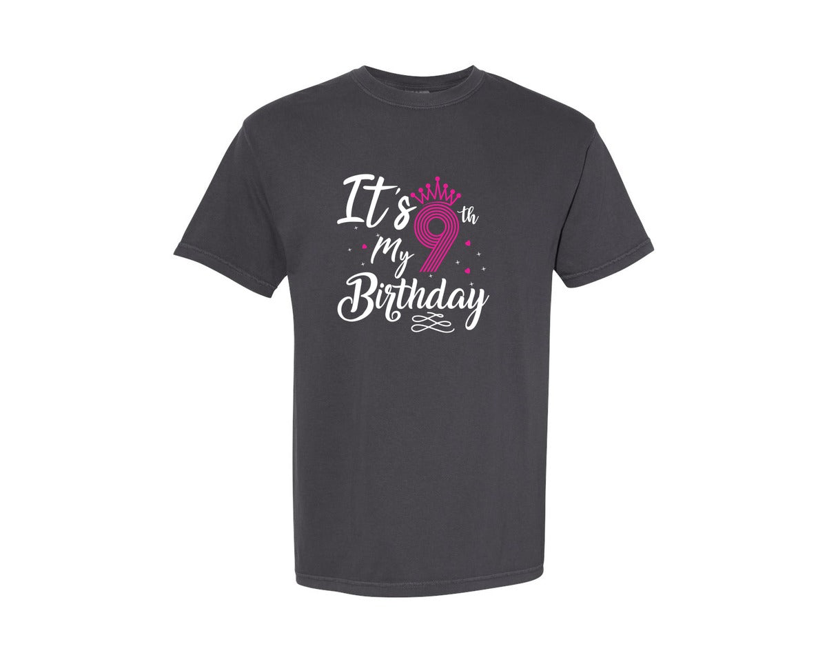brand:Comfort Colors|color:Graphite|Its My 9Th Birthday 9Th Year Old Graphic T-Shirt