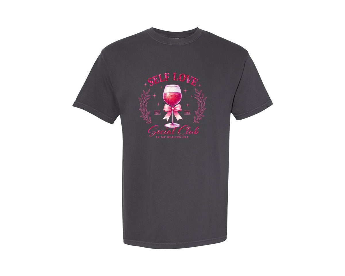 brand:Comfort Colors|color:Graphite|Valentines Day Coquette Self Love Graphic T-Shirt